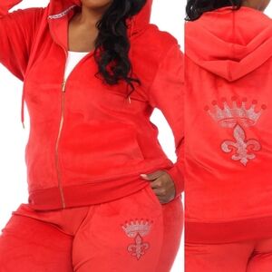 White Mark Velour Hoody Jacket Gold  Zip Up.with rhinestones.  1XL Plus. NWOT